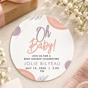 Modern Minimal Heart Boho Baby Shower Classic Round Sticker