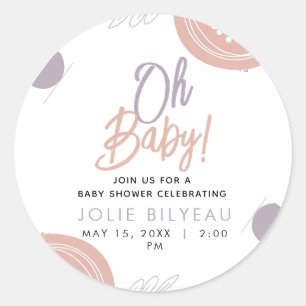 Modern Minimal Heart Boho Baby Shower Classic Round Sticker