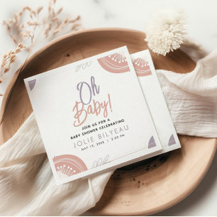 Modern Minimal Heart Boho Baby Shower Napkin
