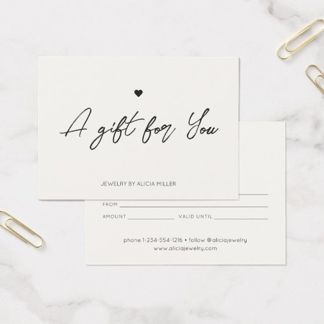 Modern Minimal Heart Business Gift Certificate (Office)