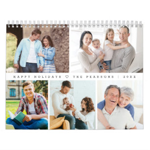 Modern Minimal Heart Customizable Family Photo Calendar