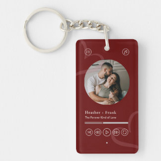 Modern Minimal Heart Music Player Photo Valentine Key Ring