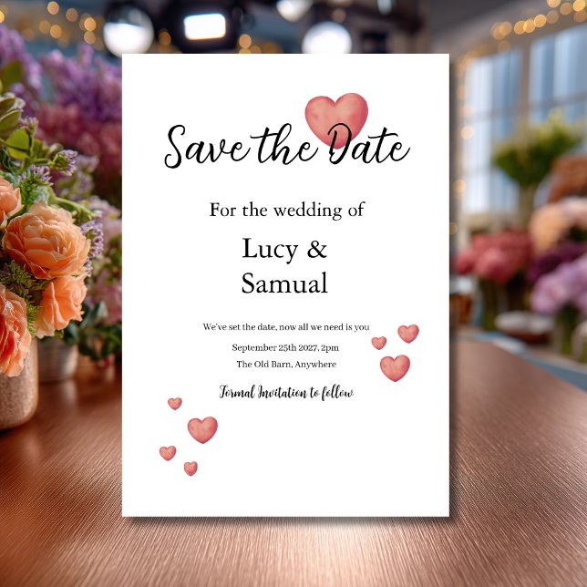 Modern Minimal Heart Save The Date Card (Creator Uploaded)