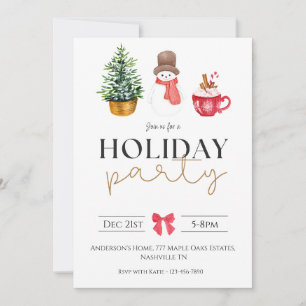 Modern Minimal Holiday Christmas Party Invitation