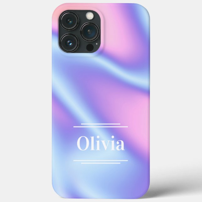 Modern minimal holographic gradient purple pink Case-Mate iPhone case (Back)