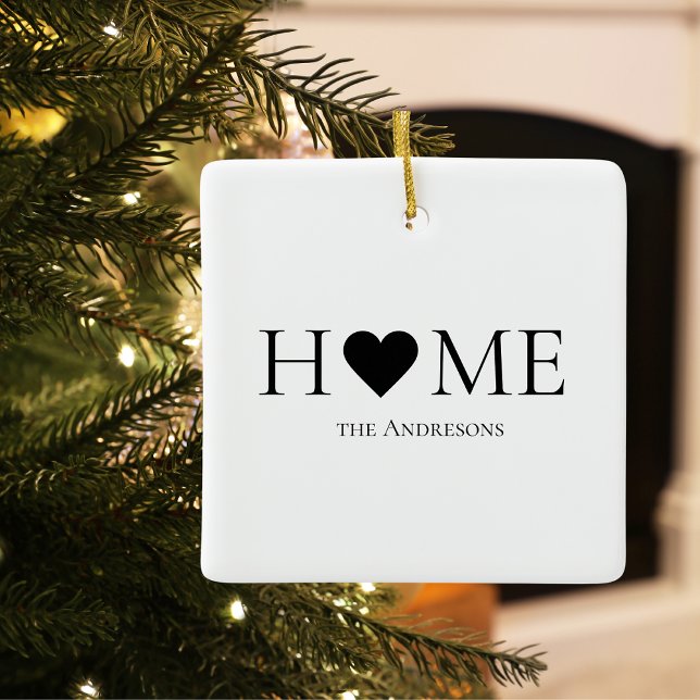 Modern Minimal Home Family Personalised Gift Ceramic Ornament (Creator Uploaded)