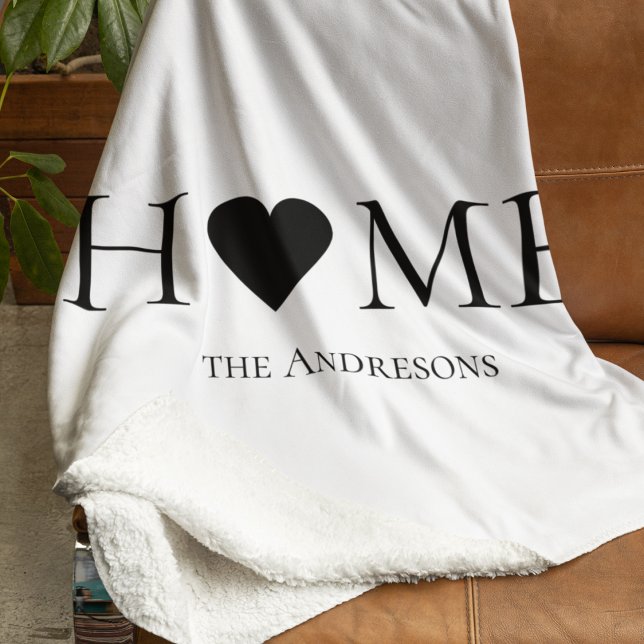 Modern Minimal Home Family Personalised Gift Sherpa Blanket (Creator Uploaded)