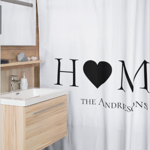 Modern Minimal Home Family Personalised Gift Shower Curtain
