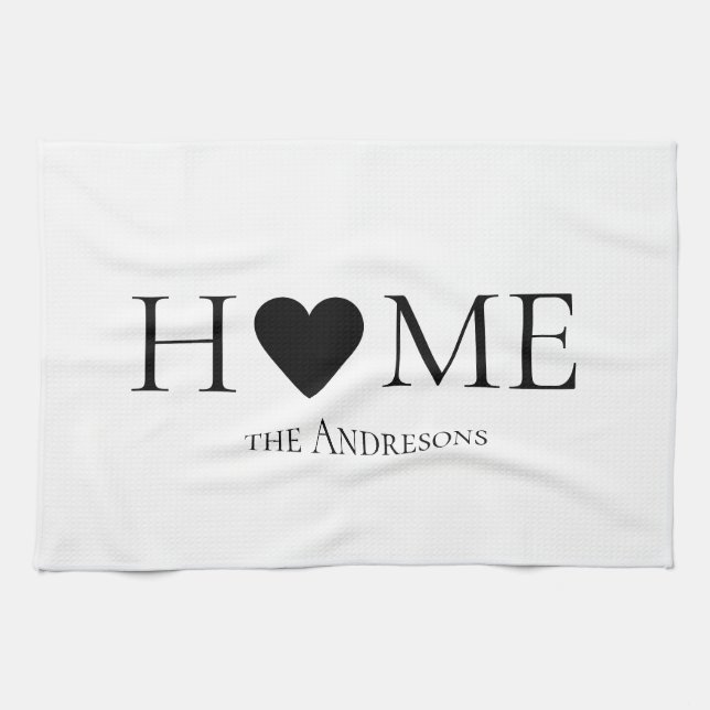 Modern Minimal Home Family Personalised Gift Tea Towel (Horizontal)