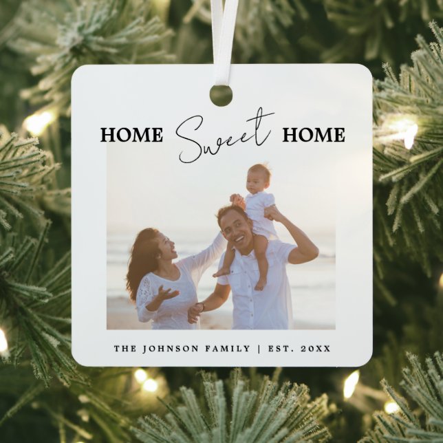 Modern Minimal Home Sweet Home Photo Metal Tree Decoration (Insitu)