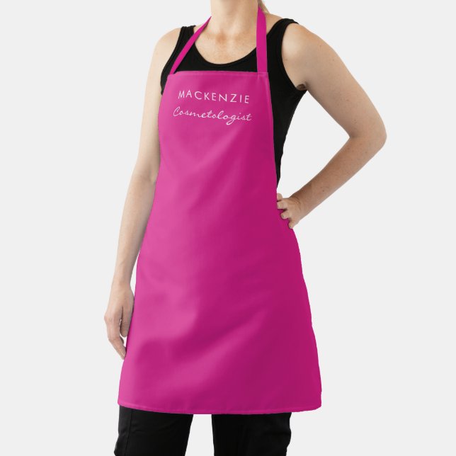 Modern Minimal Hot Pink Salon Employee Apron (Insitu)
