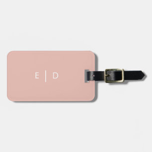 Modern Minimal Initialled Light Terracotta Luggage Tag