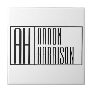 Modern Minimal Initials & Name Logo Ceramic Tile