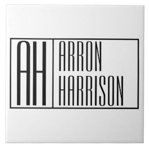 Modern Minimal Initials & Name Logo Ceramic Tile