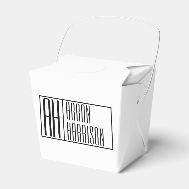 Modern Minimal Initials & Name Logo Favour Box (Front Side)
