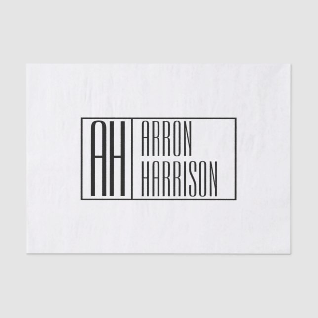 Modern Minimal Initials & Name Logo Tissue Paper (Front)