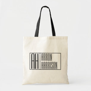 Modern Minimal Initials & Name Logo Tote Bag