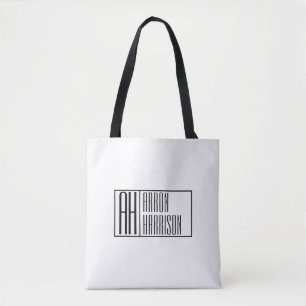 Modern Minimal Initials & Name Logo Tote Bag