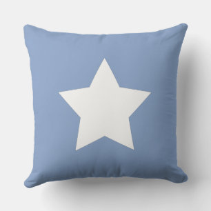 Modern minimal Initials Star Blue white Cushion