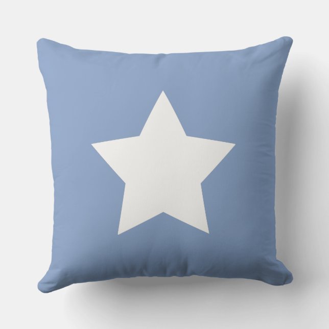 Modern minimal Initials Star Blue white Cushion (Back)