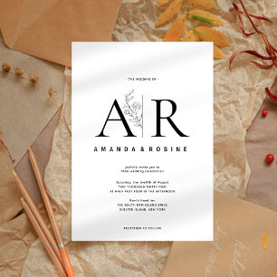 Modern Minimal Initials Wedding Invitation