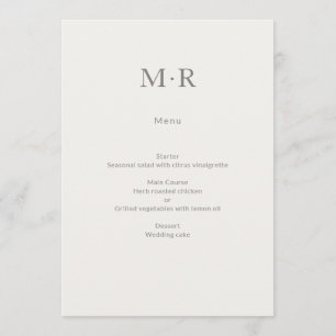 Modern Minimal Intimate Wedding Menu