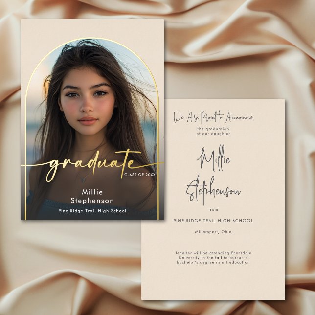 Modern Minimal Ivory Foil Graduation Announcement (Modern Minimal Ivory Foil Graduation Announcement)