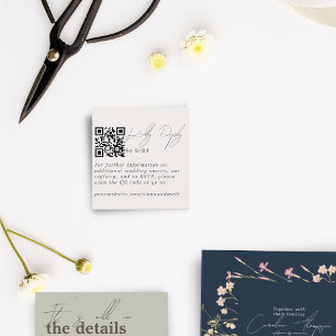 Modern Minimal Ivory RSVP QR Code Card