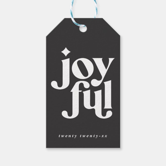 modern minimal joyful christmas gift tags (Front)