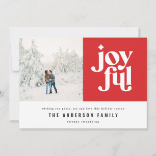 Modern minimal joyful typography photo holiday card