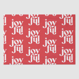 Modern minimal joyful typography red holiday tissue paper