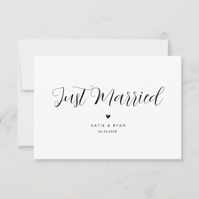 modern minimal just married wedding announcement (Front)