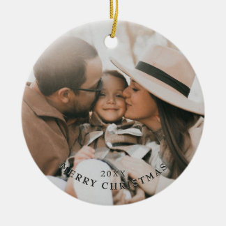Modern Minimal Keepsake Family Photo Tree Decor Ceramic Ornament
