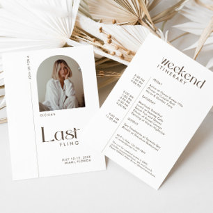 Modern Minimal "Last Fling" Bachelorette Photo Invitation