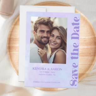 Modern Minimal Lavender Wedding Save The Date Invitation