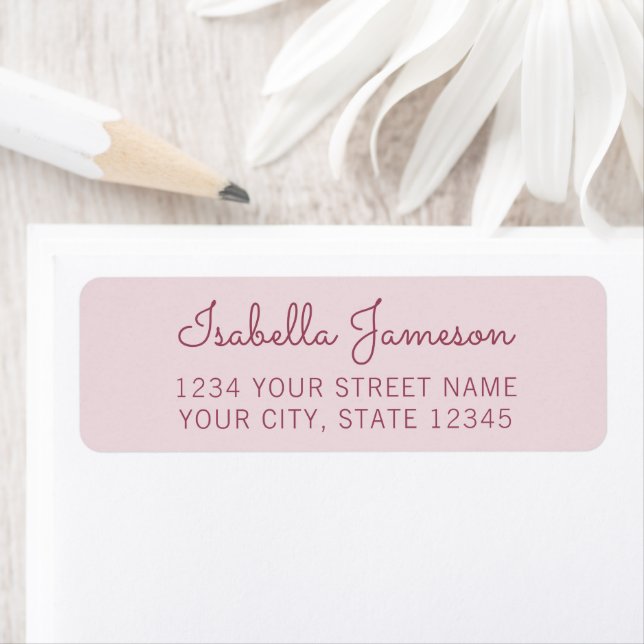 Modern Minimal Light & Dark Pink Return Address Label (Insitu)