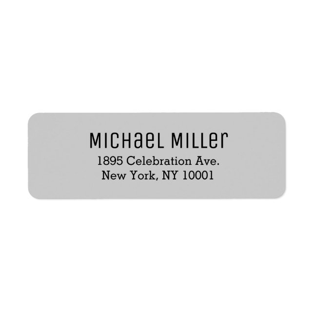 Modern Minimal Light Gray and Black Return Address Label (Front)