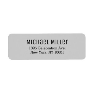 Modern Minimal Light Gray and Black Return Address Return Address Label