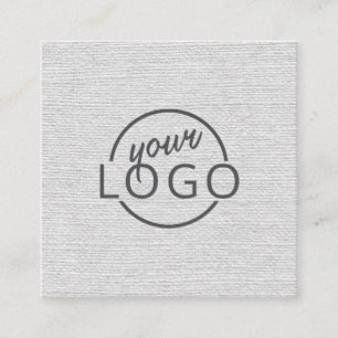 Modern minimal light grey linen custom logo square business card