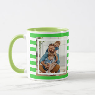 Modern minimal Lime & White Stripes 2 photo Mug