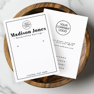 Modern Minimal Logo White Earring Display Card