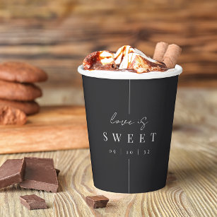 Modern Minimal "Love is Sweet" Wedding Hot Cocoa Paper Cups