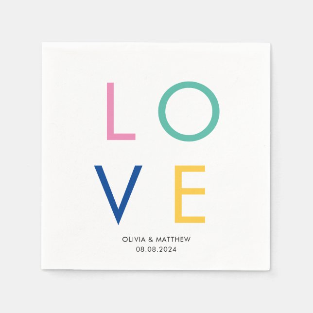 Modern minimal LOVE wedding Napkin (Front)