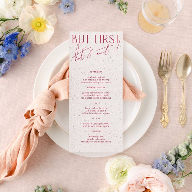 Modern Minimal Magenta & Texture Wedding Menu (Creator Uploaded)
