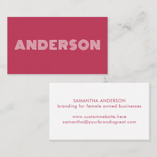 Modern Minimal Magenta Typography Professional Business Card