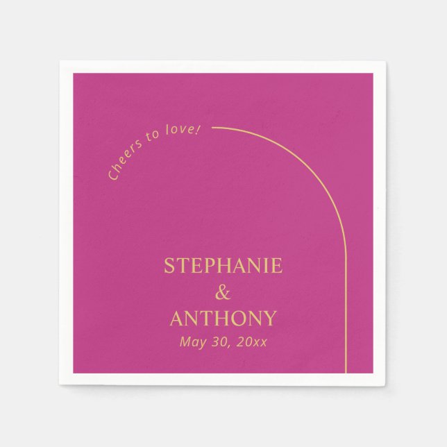 Modern Minimal Magenta with Arch Wedding      Napkin (Front)