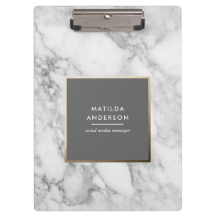 Modern minimal marble and gold geometric clipboard