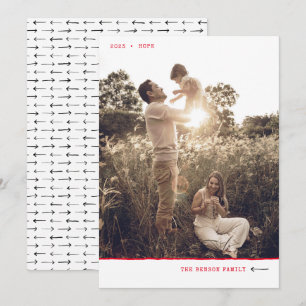 Modern Minimal Marker HOPE Bright Red Vertical Holiday Card