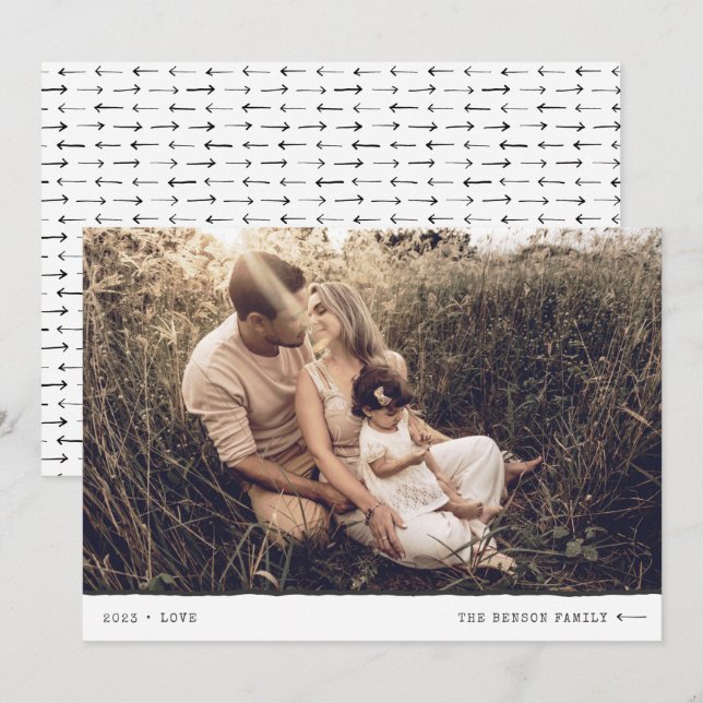 Modern Minimal Marker LOVE Black Holiday Card (Front/Back)