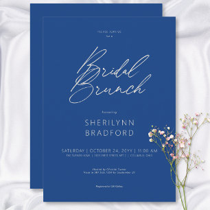 Modern Minimal Marseille Blue Bridal Brunch Invitation